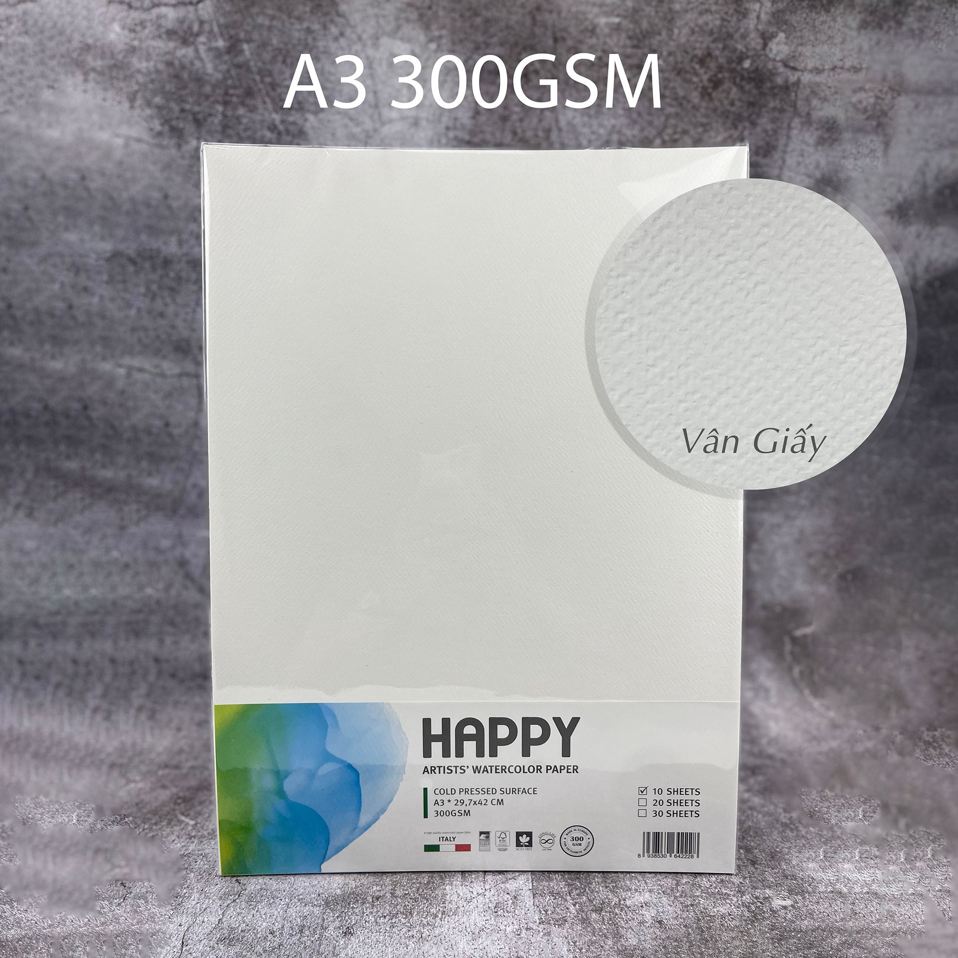  Giấy Vẽ Màu Nước HAPPY khổ A3 