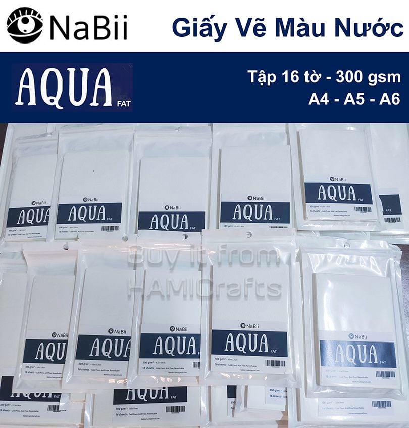  Tập lẻ - Giấy vẽ màu nước Nabii Aqua Fat 300gsm 16 tờ 