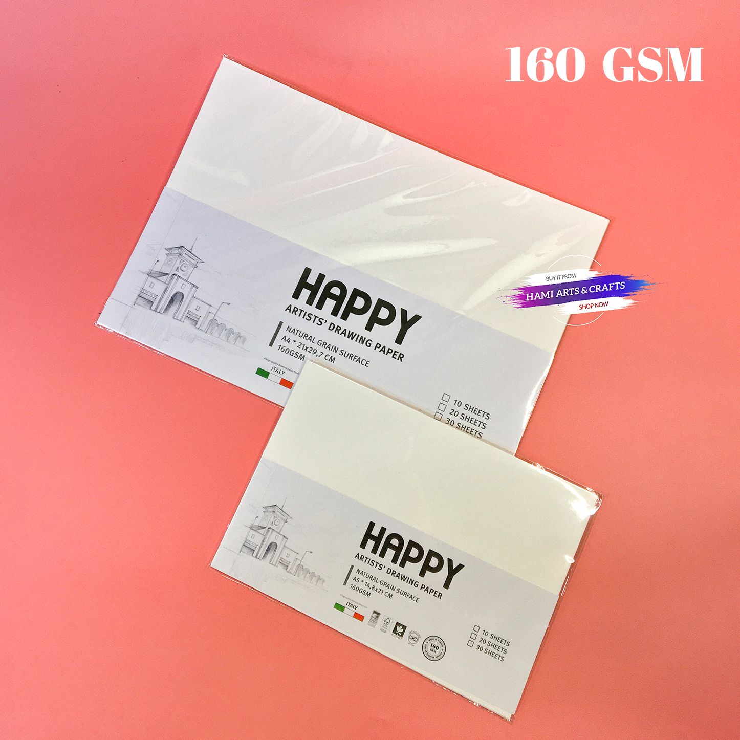  Giấy Vẽ Chì Happy 200gsm A5/A4 Tệp 10 Tờ 