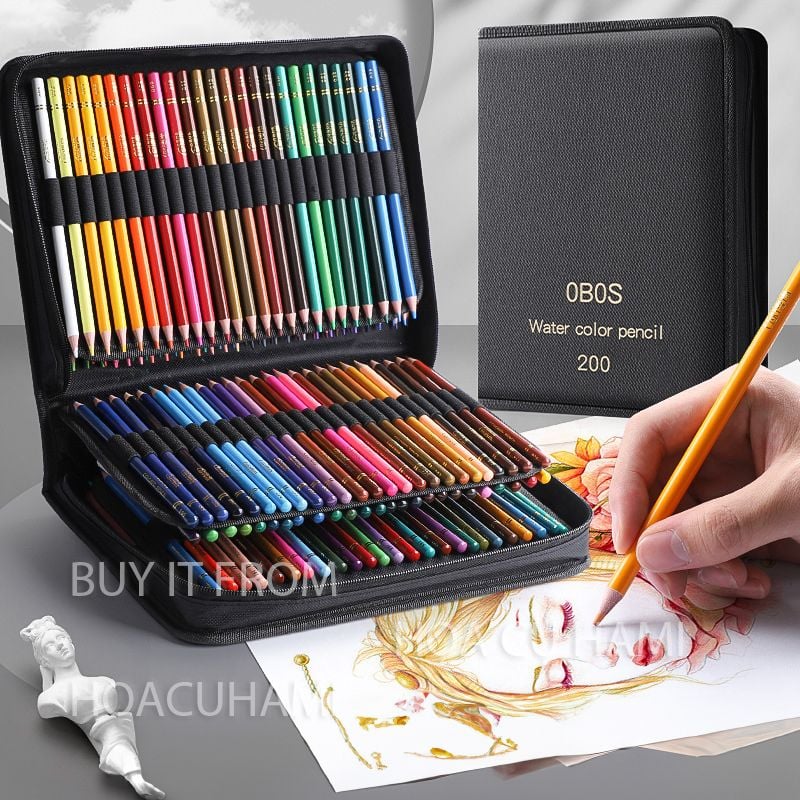  Bút chì màu gốc dầu túi vải chuyên nghiệp 48/72/200 màu OBOS-200 
