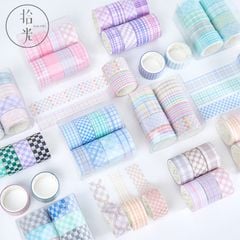  Washi tape tone pastel set 8 cuộn trang trí sổ tay, planner, scrapbook, bullet journal… [ 074 ] 