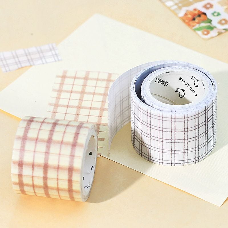  Cuộn washi tape 30 mm x 3m caro pastel siêu dễ thương trang trí sổ tay, scrapbook, planner [ 066 ] 