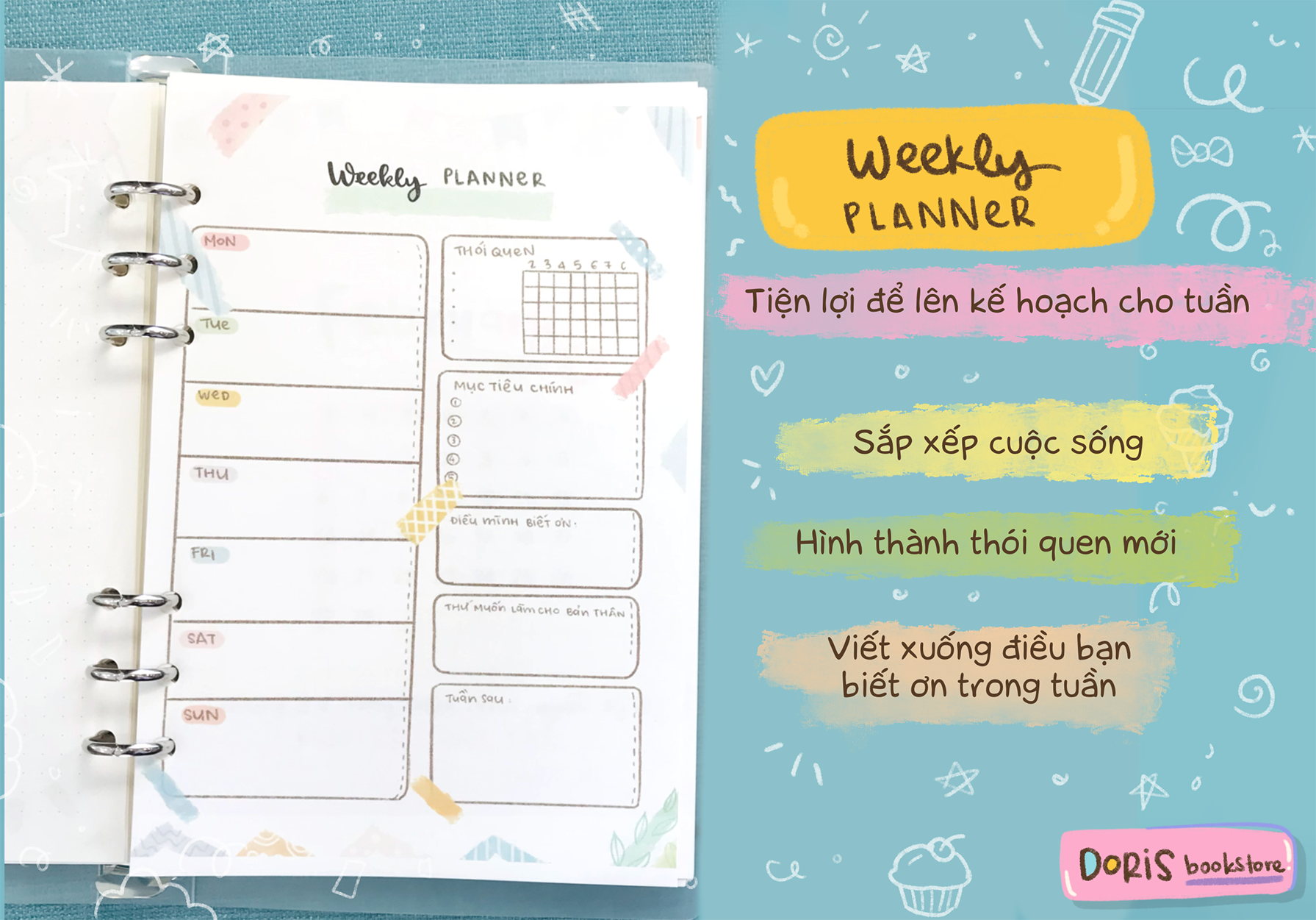  Sổ viết Handmade Doris - Planner New Year (Dot grid) 