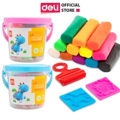  Đất nặn nhiều màu Deli - Chất liệu an toàn - có khuôn kèm - 12/24 màu - 01 hộp nhựa có quai xách - 7022/7021 