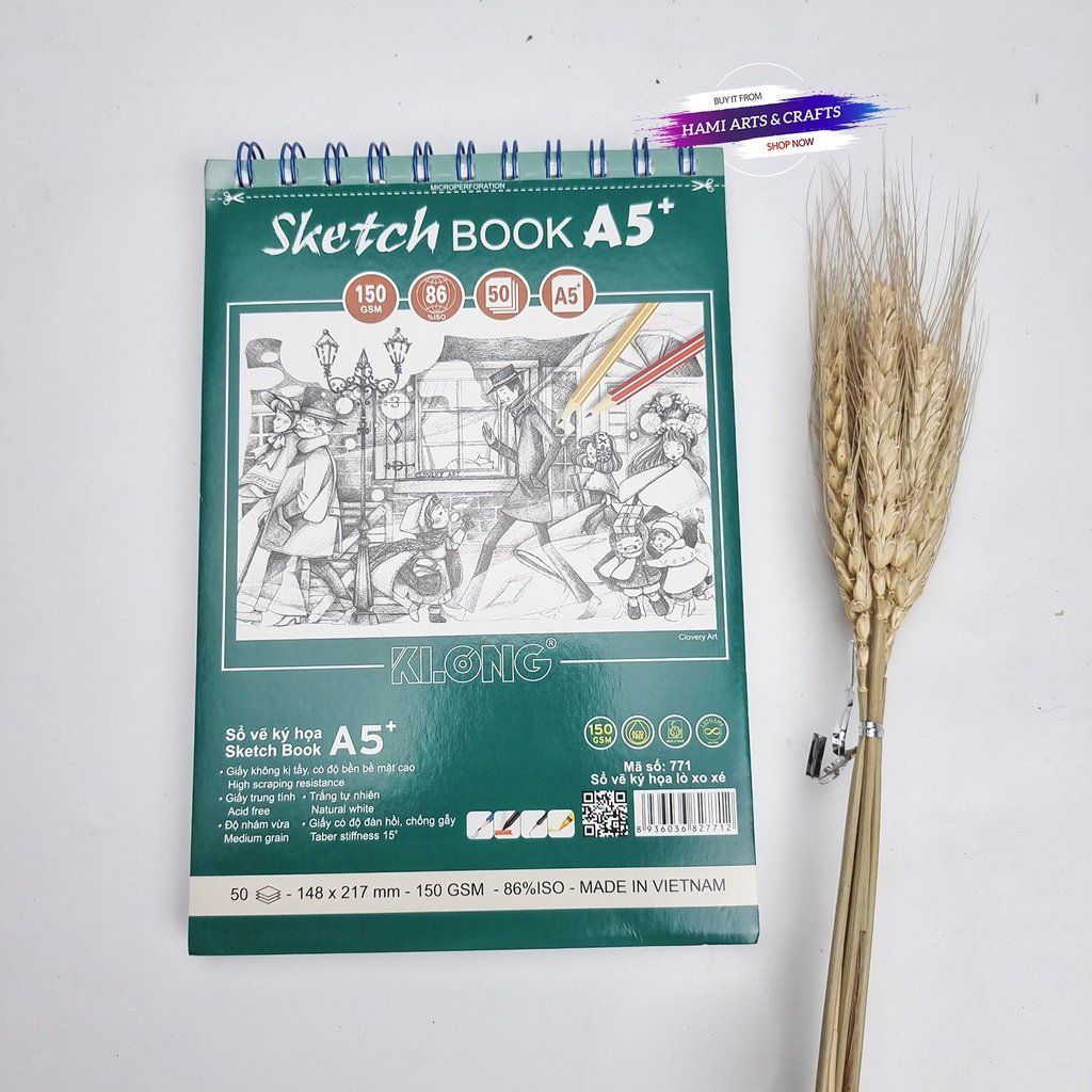  Sổ vẽ ký họa Sketch KLong 50 tờ A5+ 150GSM; MS: 771 