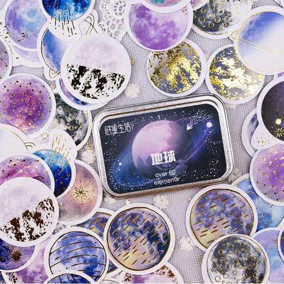 Bộ 60 sticker hộp thiếc siêu dễ thương trang trí scrapbook, sổ tay pla ...