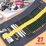  Bộ dụng cụ vẽ phác thảo 27 phụ kiện Deli - vẽ mỹ thuật - 1 bộ - 58125 