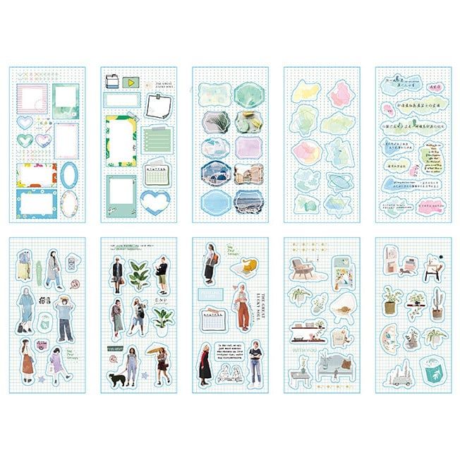  Sticker bộ 30 tờ chủ đề - INSGREEN - trang trí scrapbook, sổ tay planner, … [18-01] 