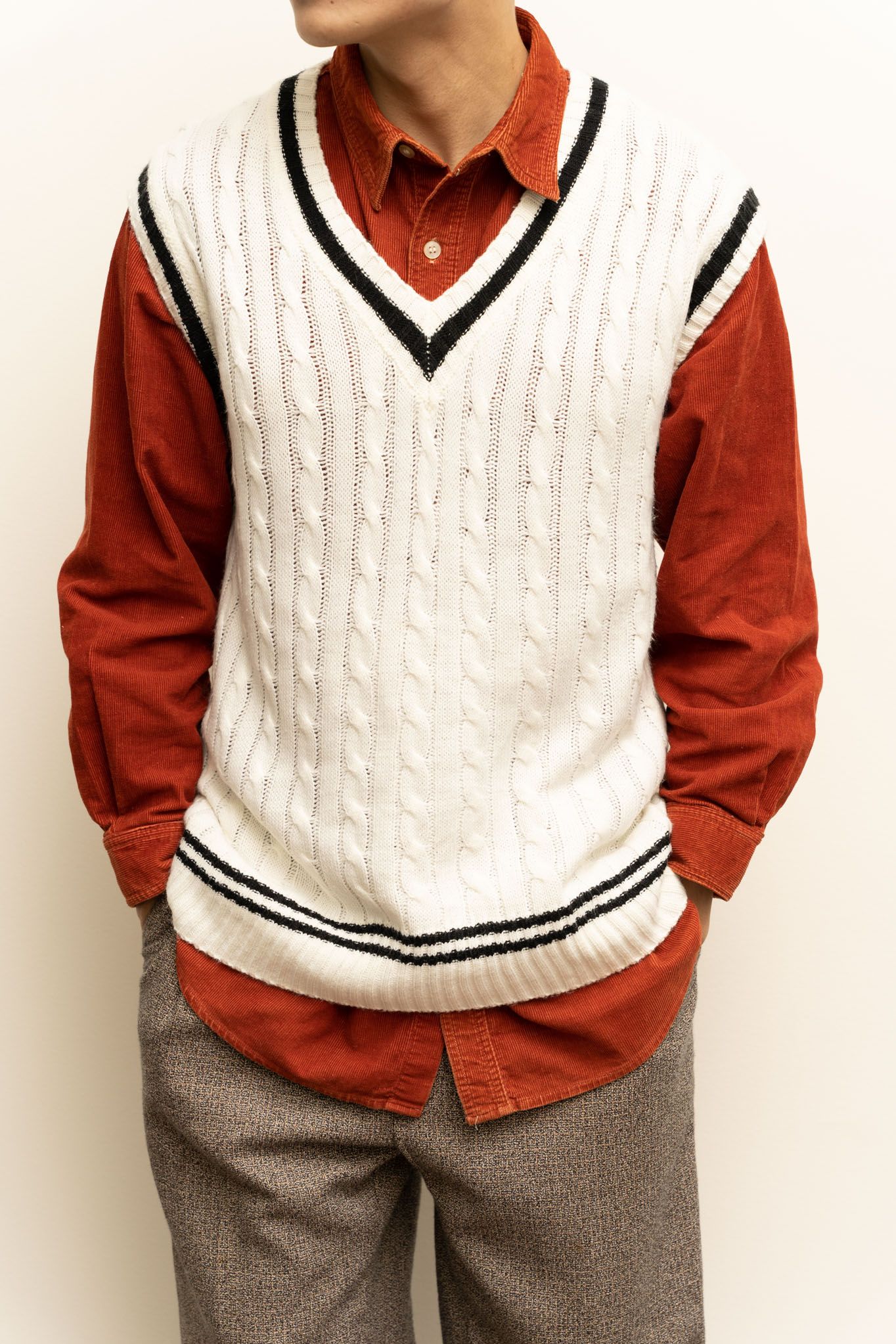 Áo gile len Whoau Steve Tilden Cable Sweater Vest WHKVC4831U
