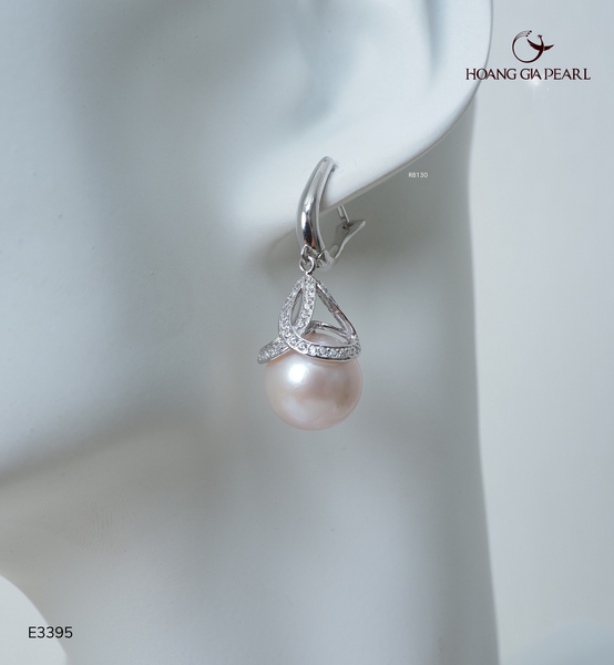 BÔNG TAI NGỌC TRAI E3395 - NGỌC F TRẮNG