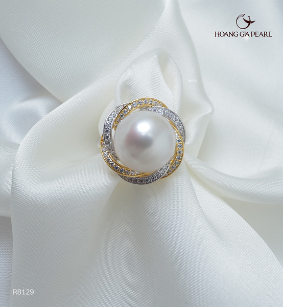 NHẪN NGỌC TRAI R8129 - NGỌC F TRẮNG