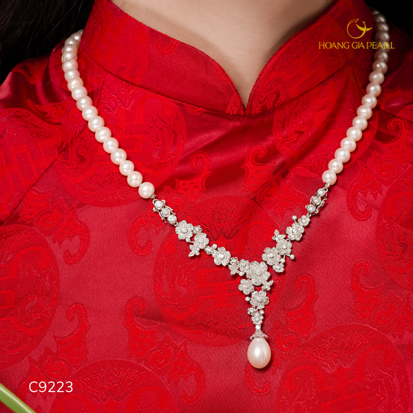 CHUỖI CỔ NGỌC TRAI C9223 - NGỌC F TRẮNG