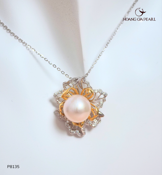 MẶT DÂY CHUYỀN NGỌC TRAI P8135 - NGỌC F TRẮNG