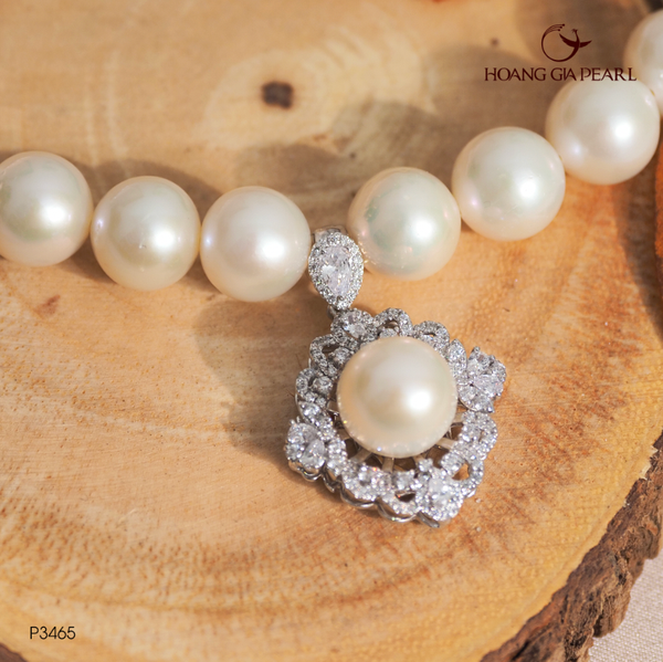 CHUỖI CỔ NGỌC TRAI C1157 ĐÍNH MẶT P3465 - NGỌC F TRẮNG