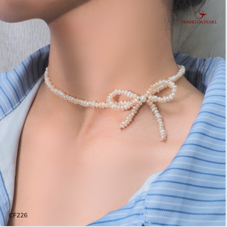 CHUỖI CỔ NGỌC TRAI CF226 - NGỌC F TRẮNG