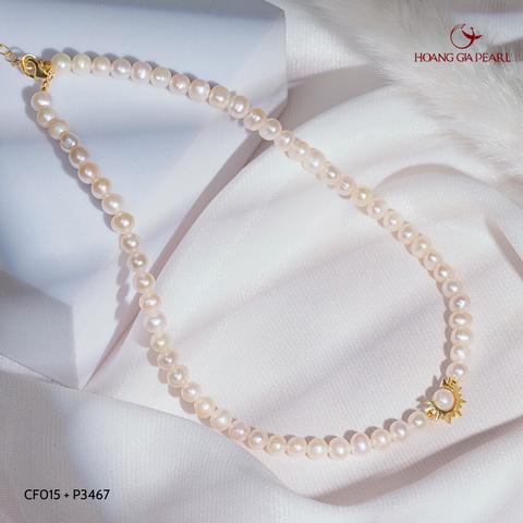 CHUỖI CỔ NGỌC TRAI CF015 ĐÍNH MẶT P3467