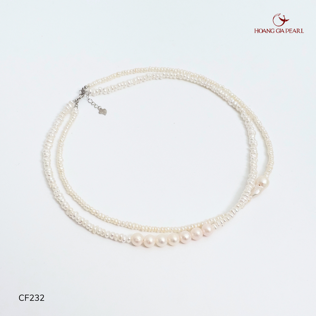 CHUỖI CỔ NGỌC TRAI CF232 - NGỌC F TRẮNG