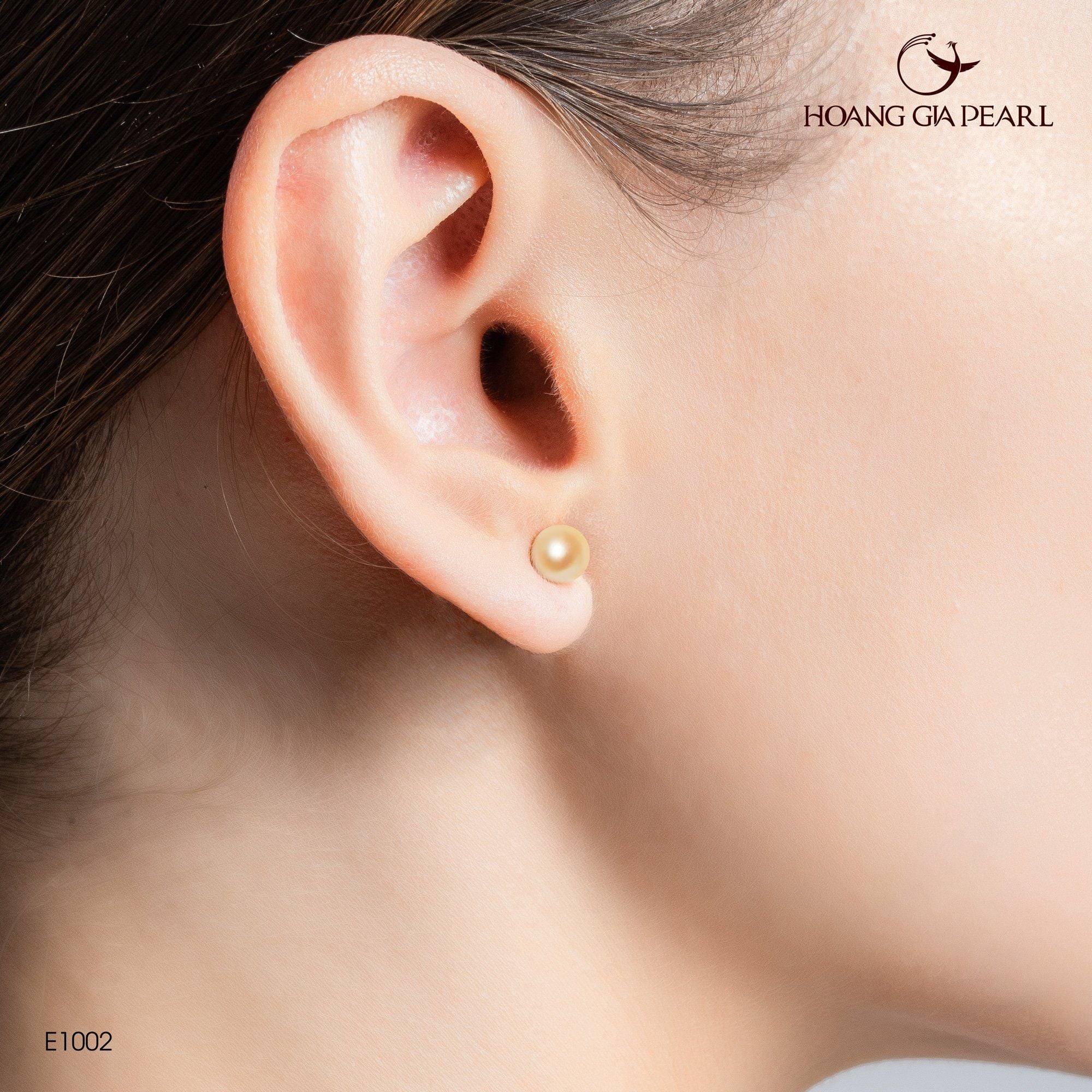 Bông tai ngọc trai E1002 màu hồng cam