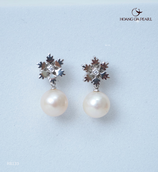 BÔNG TAI NGỌC TRAI E8133 - NGỌC F TRẮNG