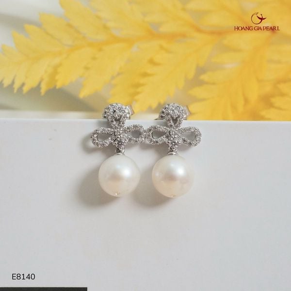 BÔNG TAI NGỌC TRAI E8140 - NGỌC F TRẮNG