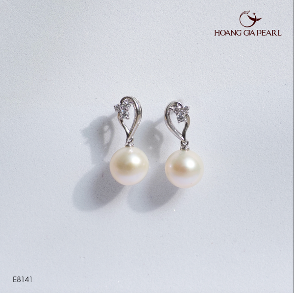 BÔNG TAI NGỌC TRAI E8141 - NGỌC F TRẮNG