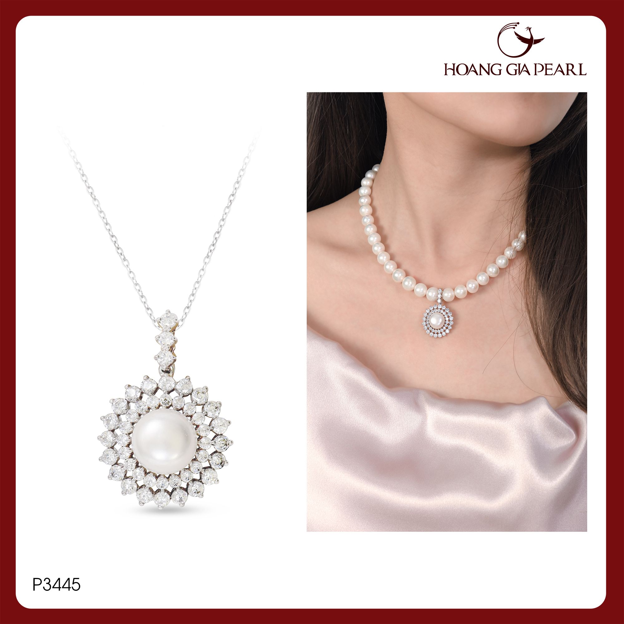 Chuỗi cổ ngọc trai đính mặt P3445