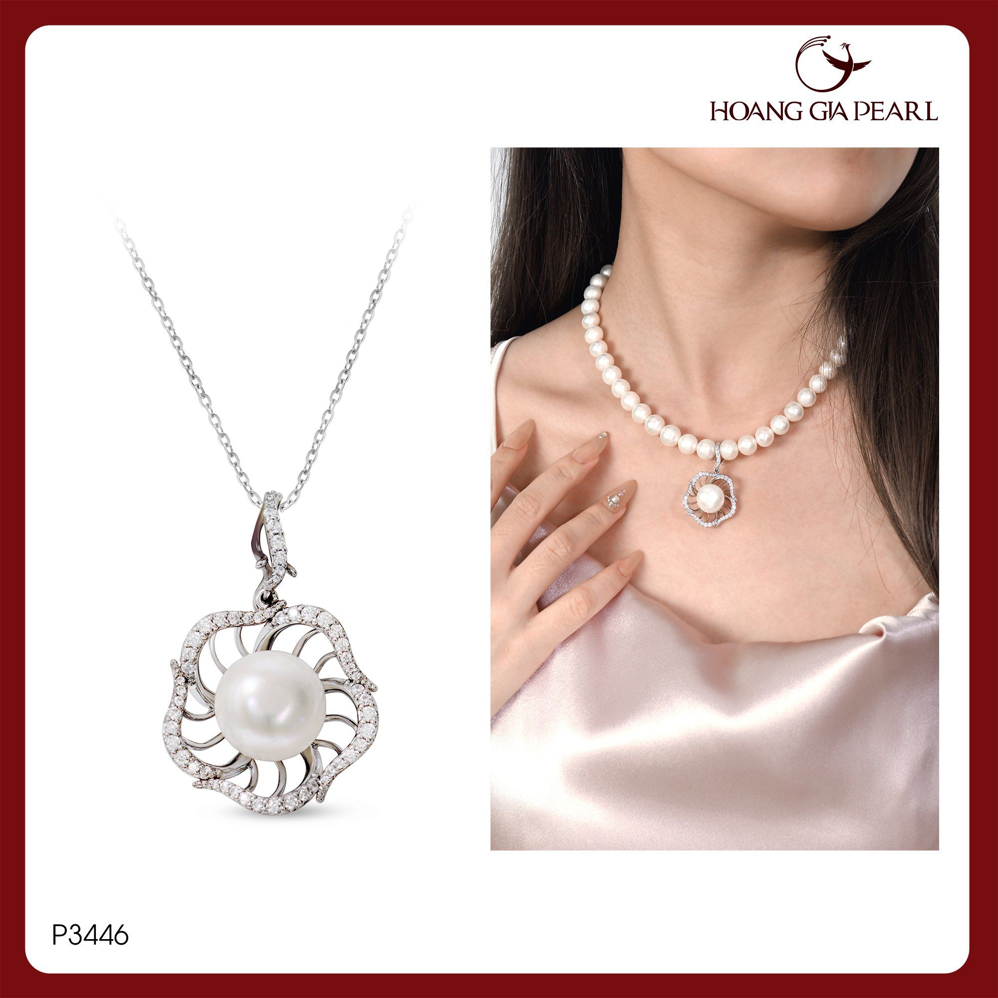 Chuỗi cổ ngọc trai đính mặt P3446