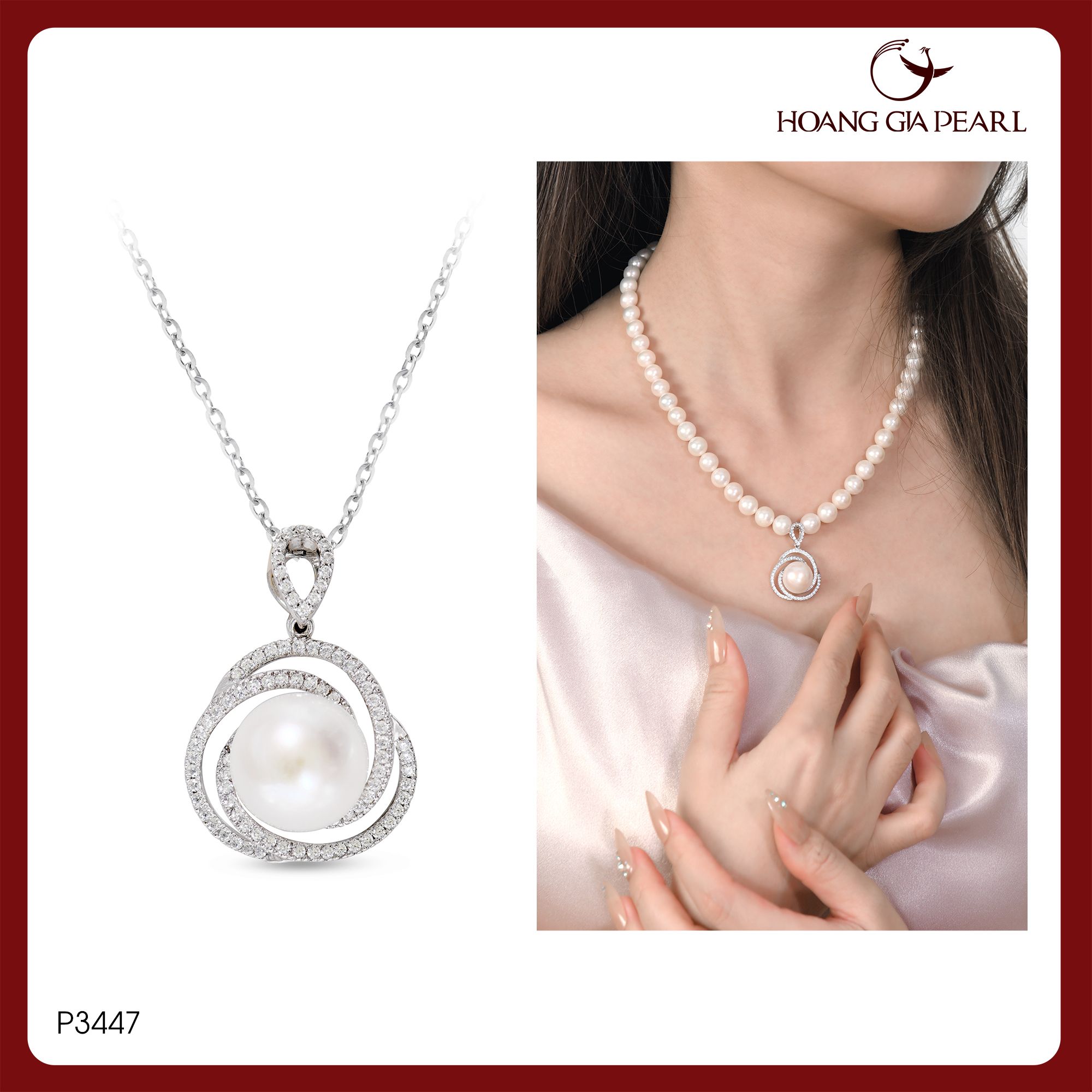 Chuỗi cổ ngọc trai đính mặt P3447