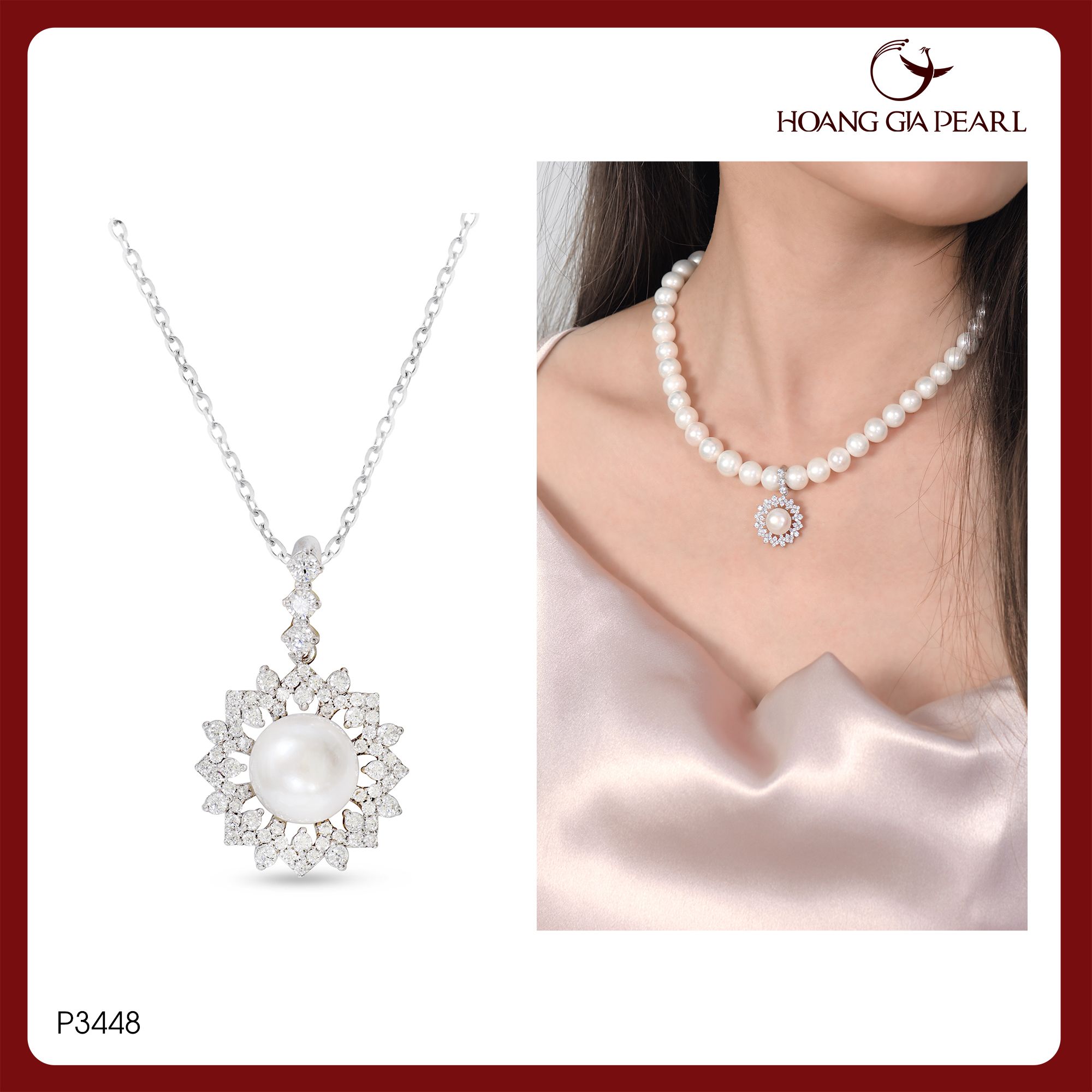 Chuỗi cổ ngọc trai đính mặt P3448