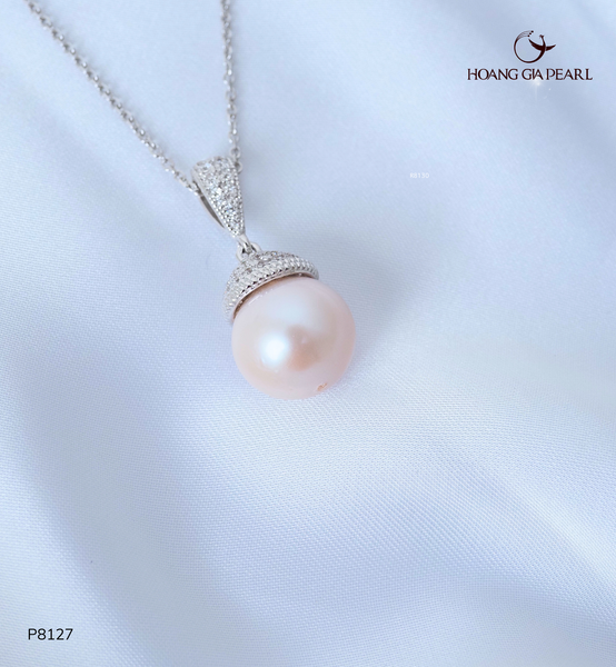 MẶT DÂY CHUYỀN NGỌC TRAI P8127 - NGỌC F TRẮNG