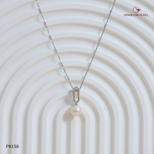 MẶT DÂY CHUYỀN NGỌC TRAI P8138 - NGỌC F TRẮNG