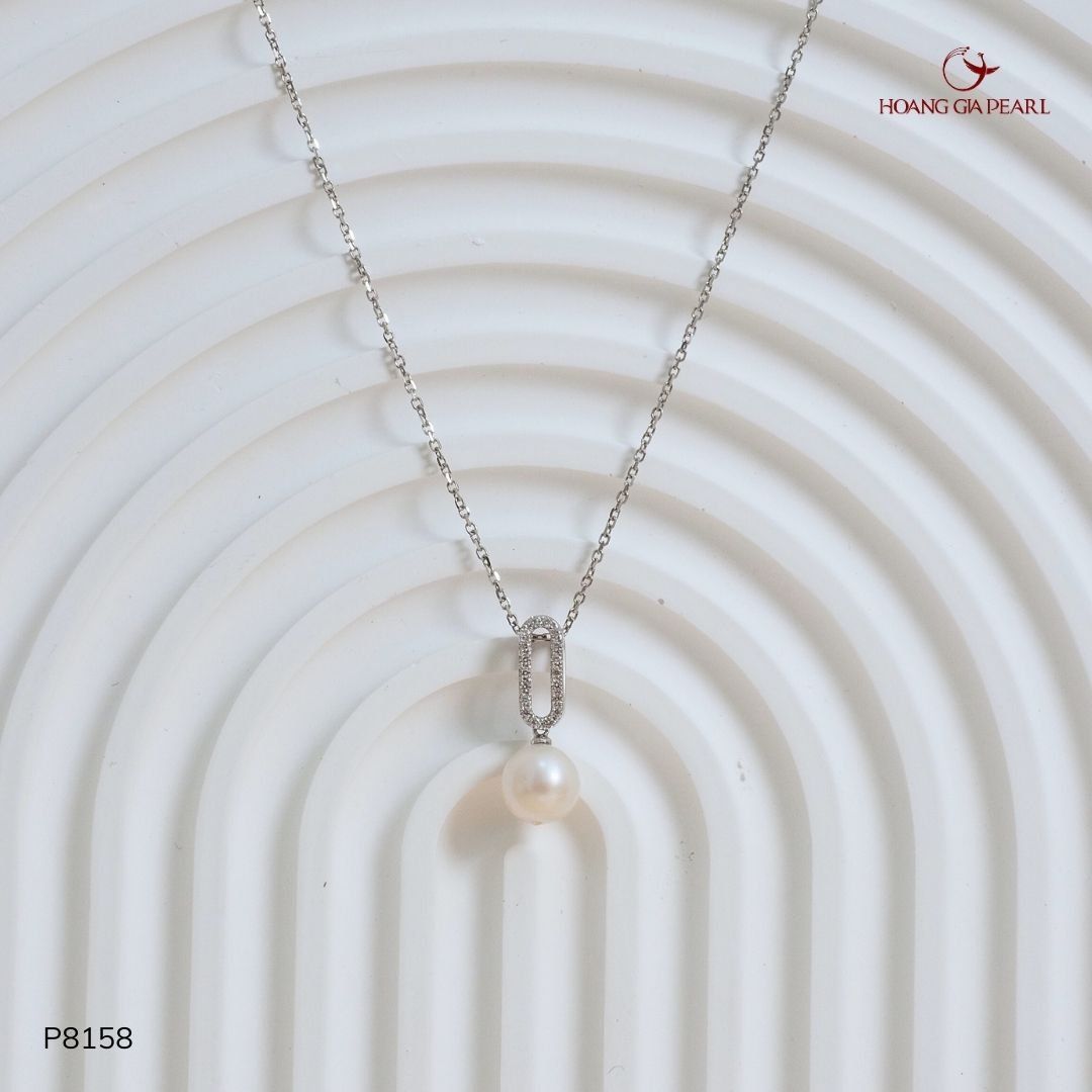 MẶT DÂY CHUYỀN NGỌC TRAI P8138 - NGỌC F TRẮNG