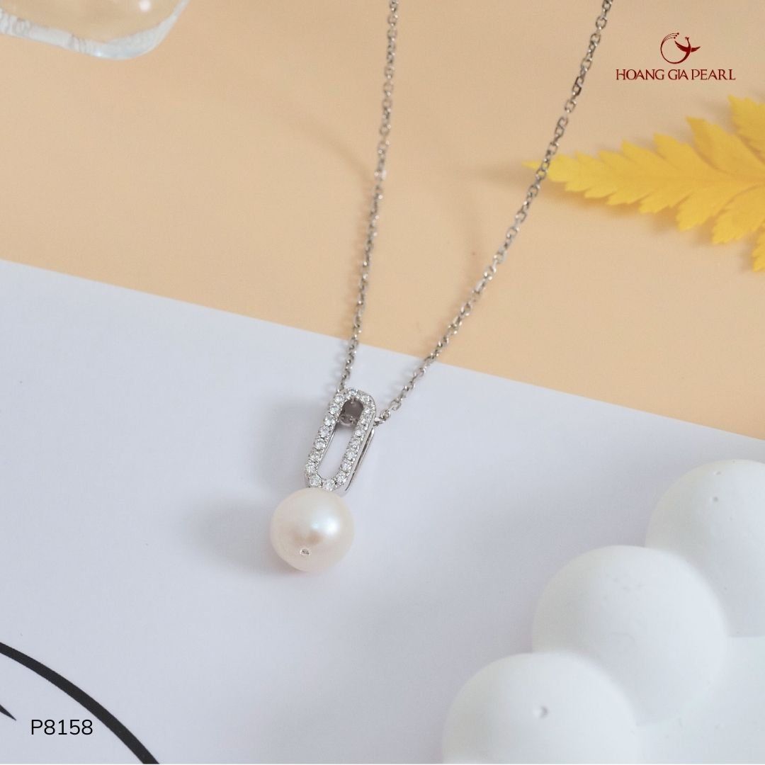 MẶT DÂY CHUYỀN NGỌC TRAI P8138 - NGỌC F TRẮNG