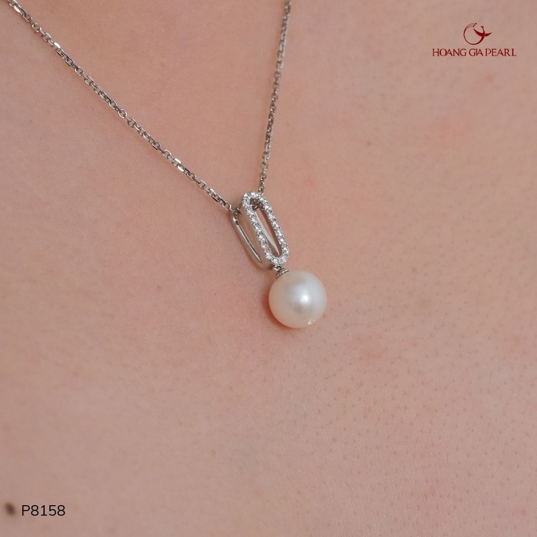 MẶT DÂY CHUYỀN NGỌC TRAI P8138 - NGỌC F TRẮNG