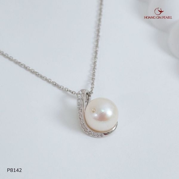 MẶT DÂY CHUYỀN NGỌC TRAI P8142 - NGỌC F TRẮNG