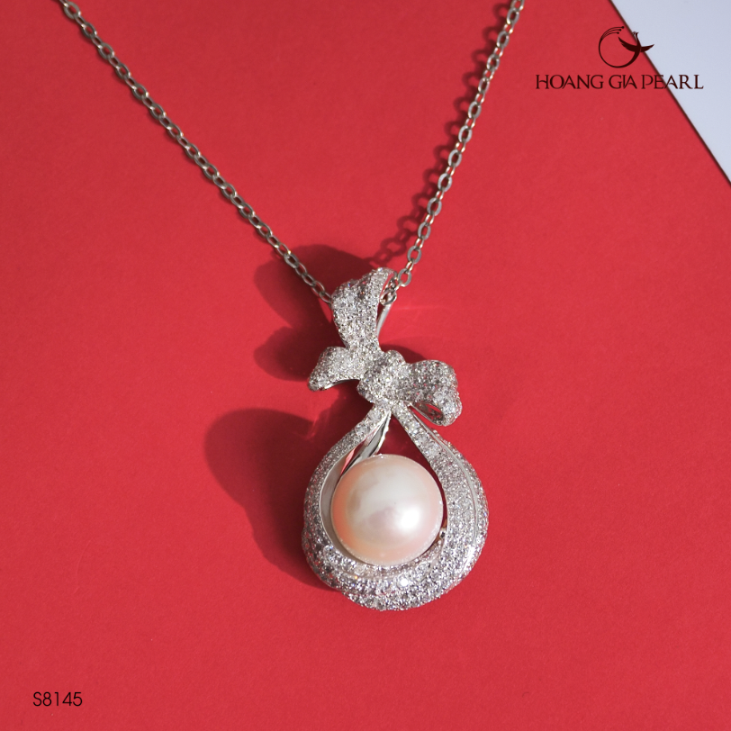 MẶT DÂY CHUYỀN NGỌC TRAI P8145 - NGỌC F TRẮNG