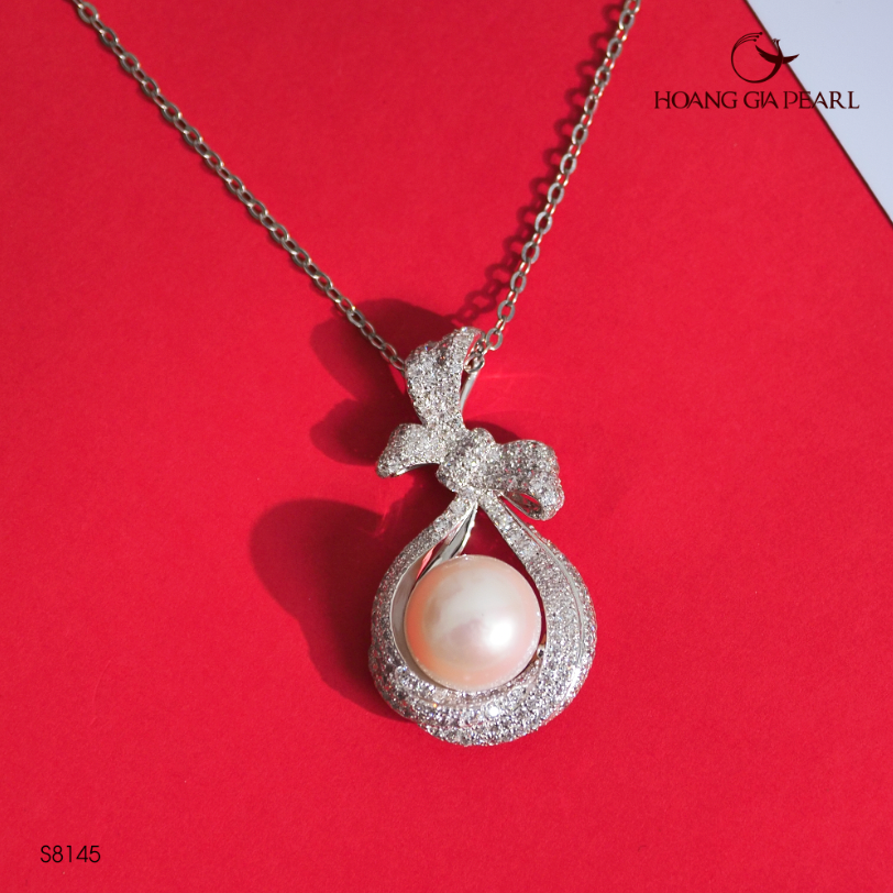 MẶT DÂY CHUYỀN NGỌC TRAI P8145 - NGỌC F TRẮNG