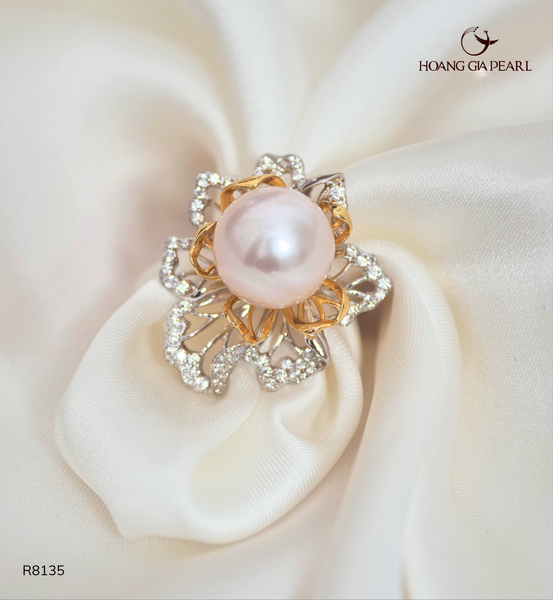 NHẪN NGỌC TRAI R8135 - NGỌC F TRẮNG