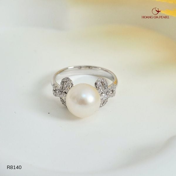 NHẪN NGỌC TRAI R8140 - NGỌC F TRẮNG