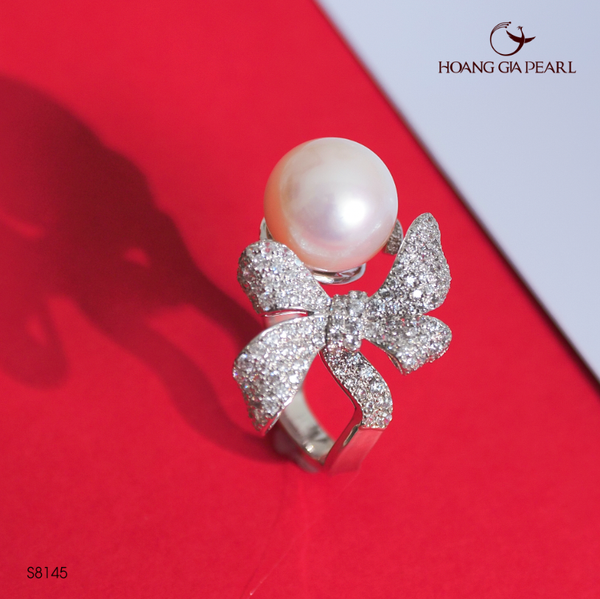 NHẪN NGỌC TRAI R8145 - NGỌC F TRẮNG