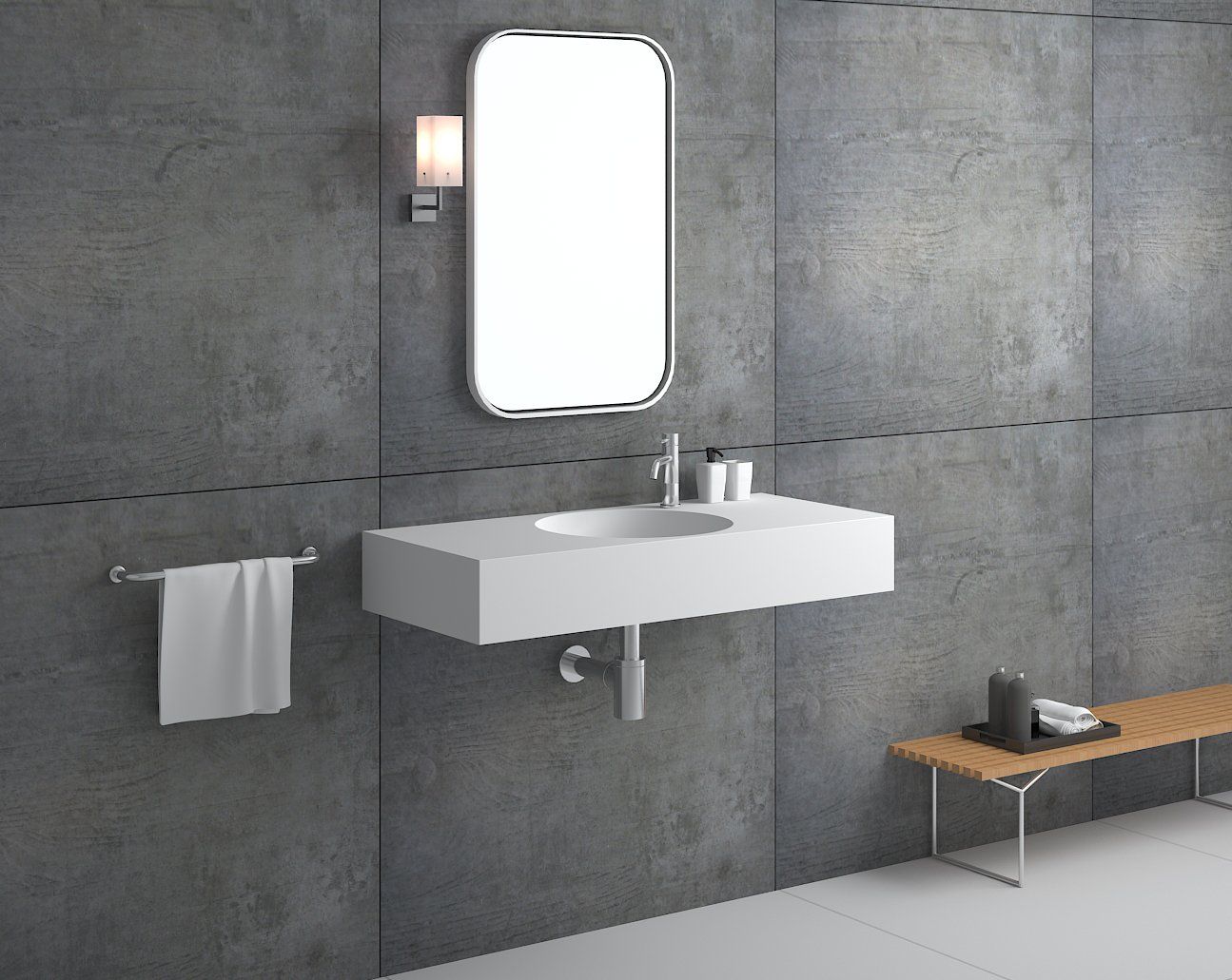  Chậu rửa đôi treo tường Solid Surface Bss-416 