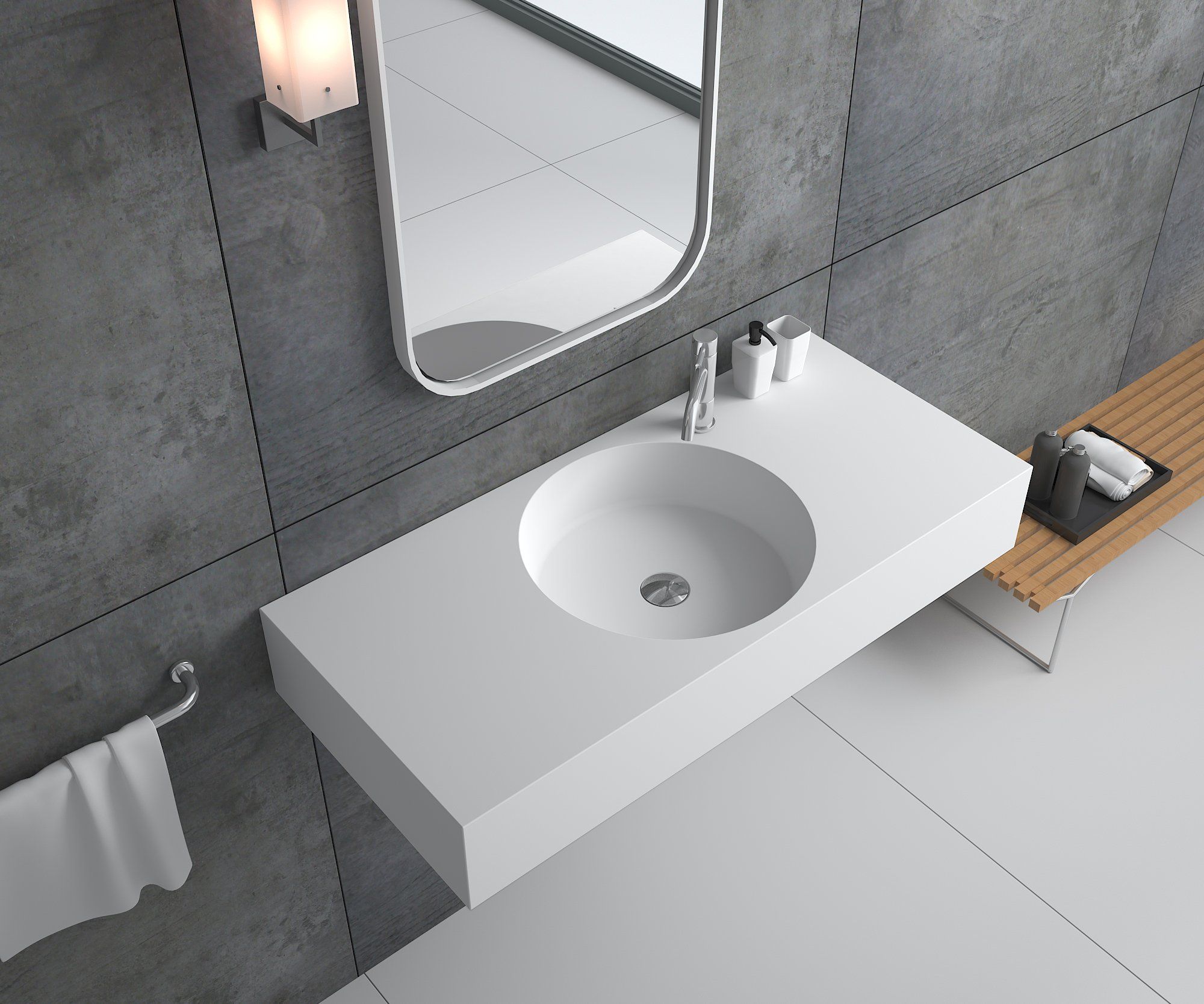  Chậu rửa đôi treo tường Solid Surface Bss-416 