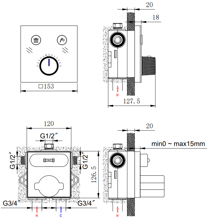  Wall-Mounted Shower Fc-6033 
