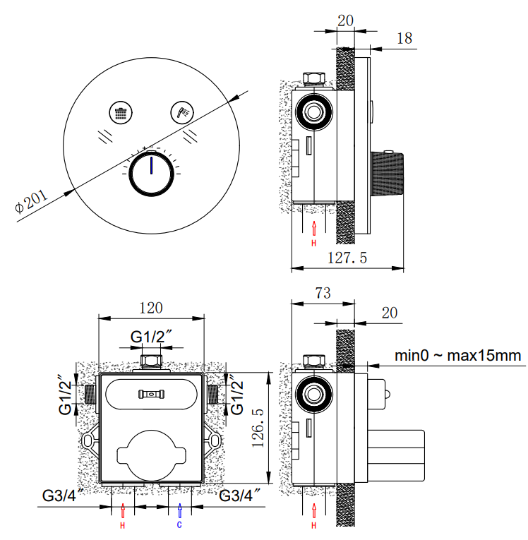  Wall-Mounted Shower Fc-6037 