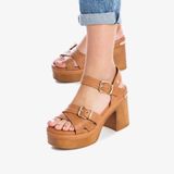 Giày Cao Gót Nữ CARMELA Camel Leather Ladies Sandals