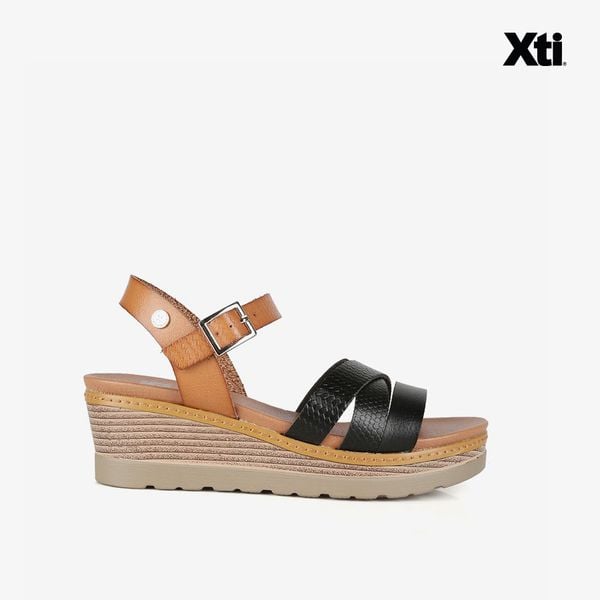 Giày Đế Xuồng Nữ XTI Black Pu Ladies Sandals