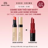 May23 COMBO SON THỎI MỊN MƯỚT VÀ SON LUXE SHINE INTENSE GIẢM 35% 