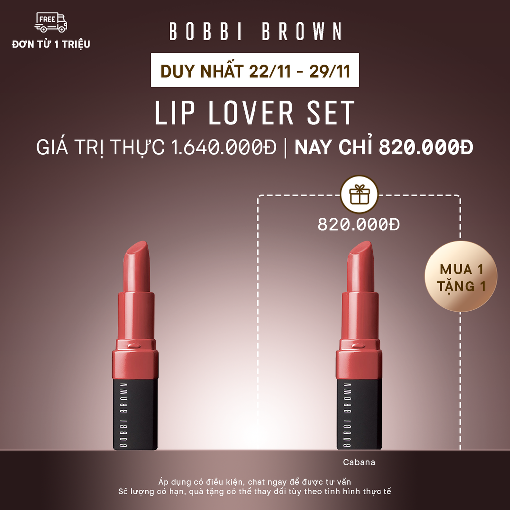  BB-Aug22-Highlighting (12-19/8) Quà tặng Son môi Bobbi Brown Crushed Lip Color 3.4g (Cabana) 