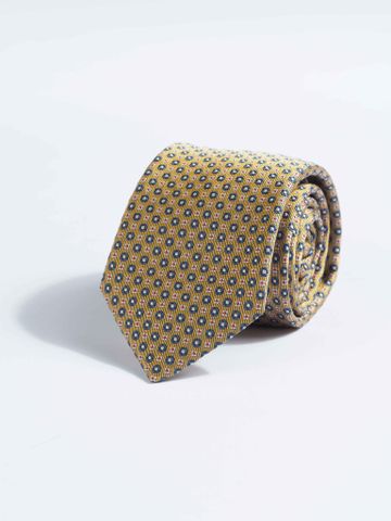 BRIONI TIE 7048 OCHRE/BLUETTE