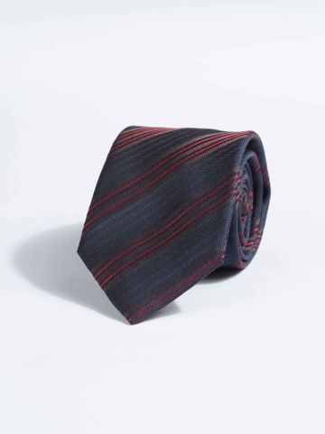 BRIONI TIE 4020 MIDNIGHT BLUE/COFFEE